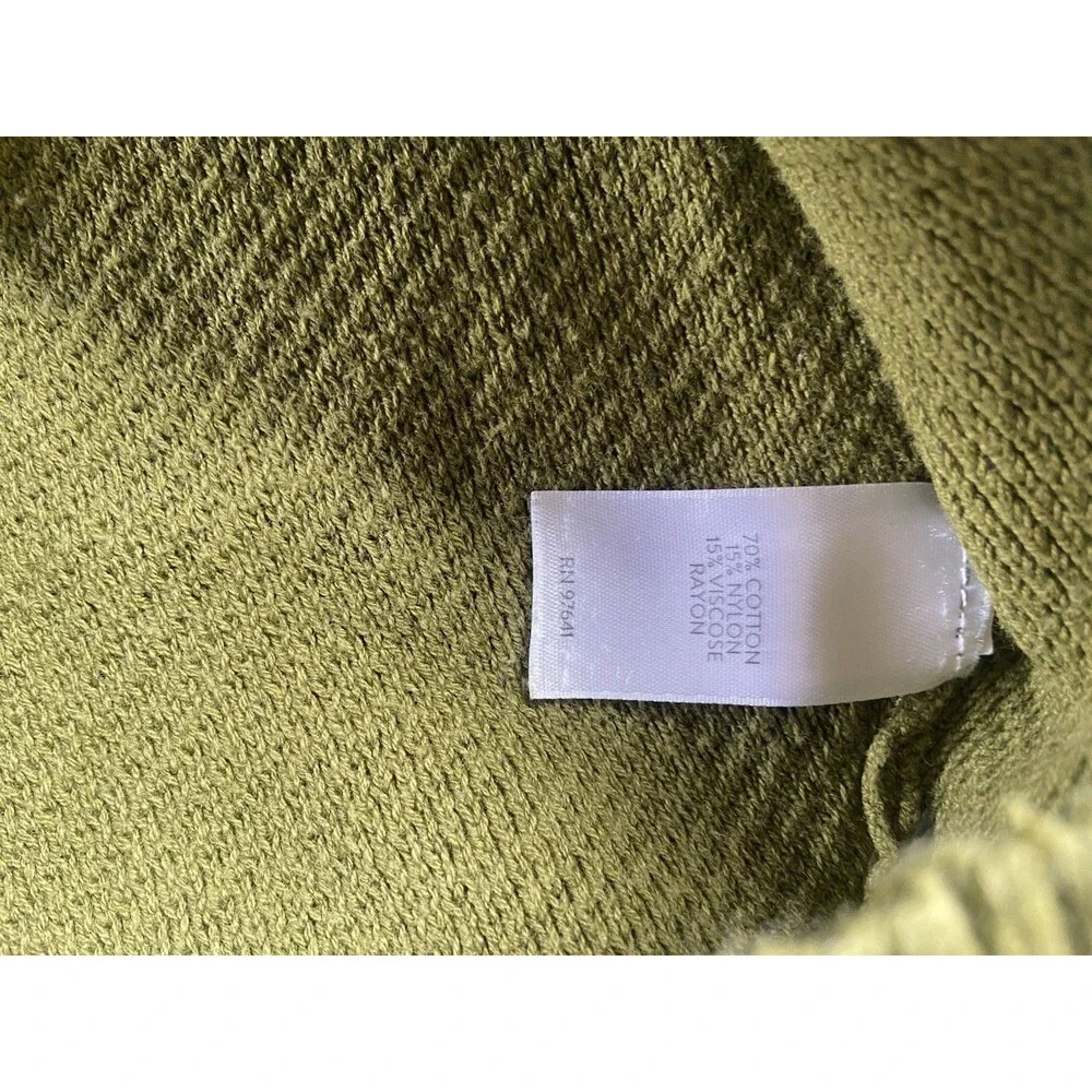 J Jill XL Green Textured Knit Sweater Long Sleeve Cotton Blend Top Drop Shoulder